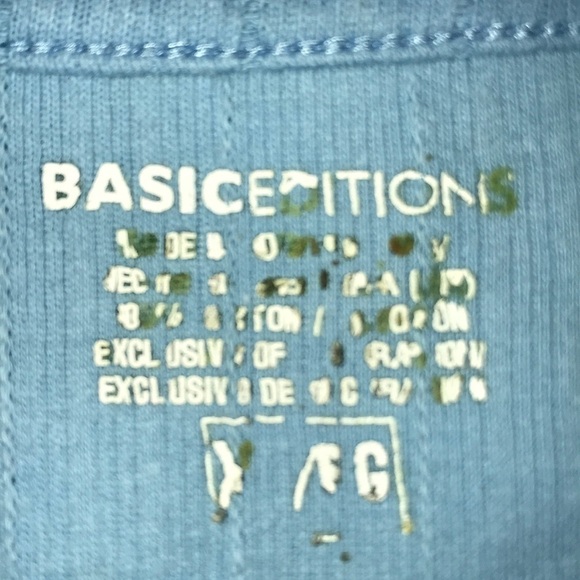 BASIC EDITIONS embroidered details short sleeve cotton light blue size XL - Picture 4 of 9